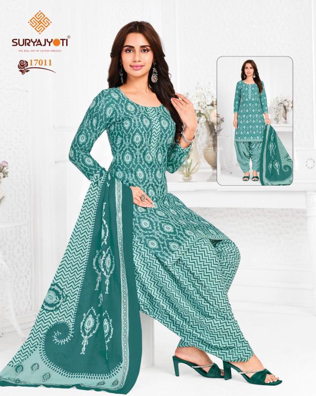 Suryajyoti trendy patiyala vol-17 dress wholesale material